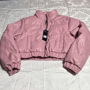 Love Tree Pink Women's Cropped Puffer Jacket